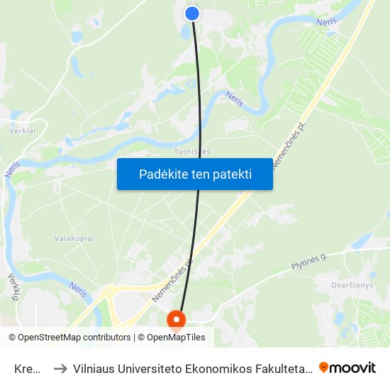 Kremplių St. to Vilniaus Universiteto Ekonomikos Fakultetas | Vilnius University Faculty of Economics map