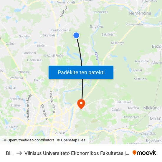 Bireliai to Vilniaus Universiteto Ekonomikos Fakultetas | Vilnius University Faculty of Economics map