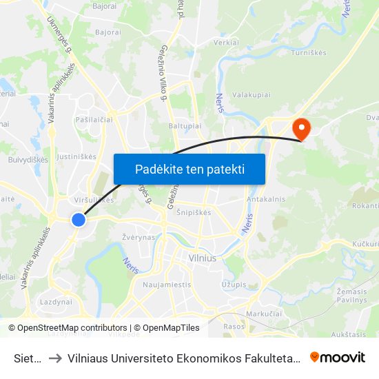 Sietyno St. to Vilniaus Universiteto Ekonomikos Fakultetas | Vilnius University Faculty of Economics map