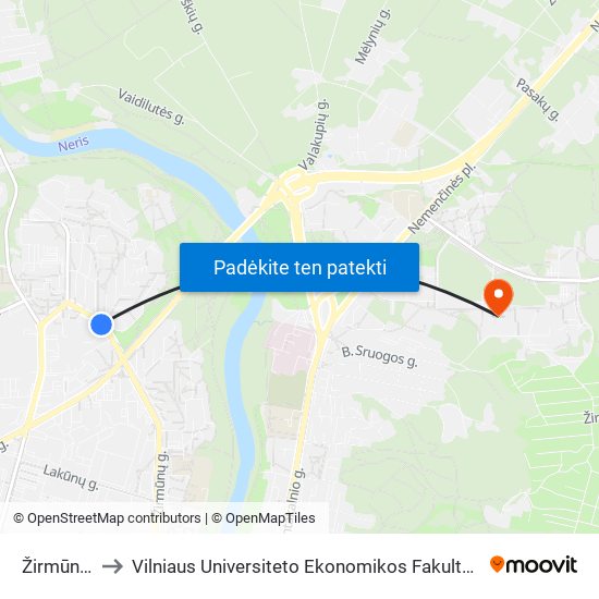 Žirmūnų Seniūnija to Vilniaus Universiteto Ekonomikos Fakultetas | Vilnius University Faculty of Economics map