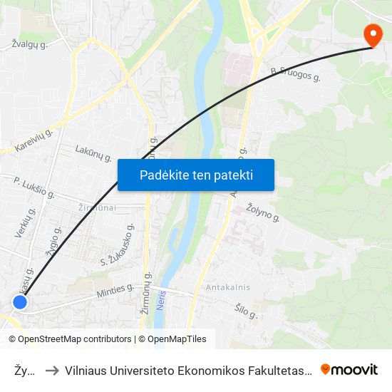 Žygio St. to Vilniaus Universiteto Ekonomikos Fakultetas | Vilnius University Faculty of Economics map