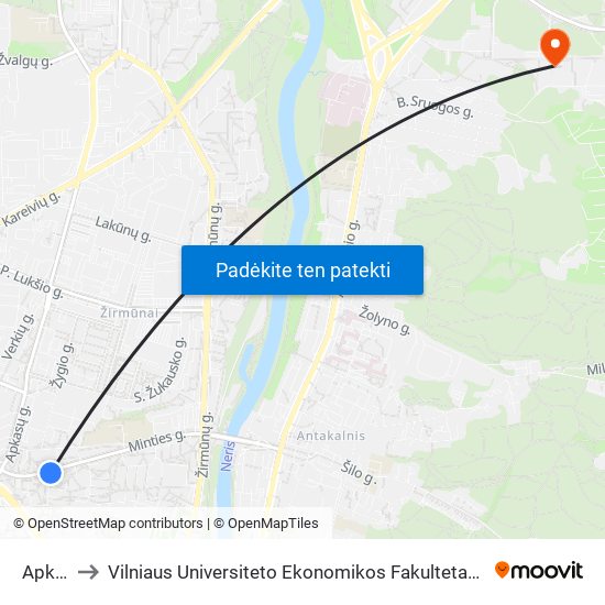 Apkasų St. to Vilniaus Universiteto Ekonomikos Fakultetas | Vilnius University Faculty of Economics map