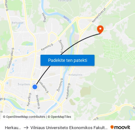 Herkaus Manto St. to Vilniaus Universiteto Ekonomikos Fakultetas | Vilnius University Faculty of Economics map
