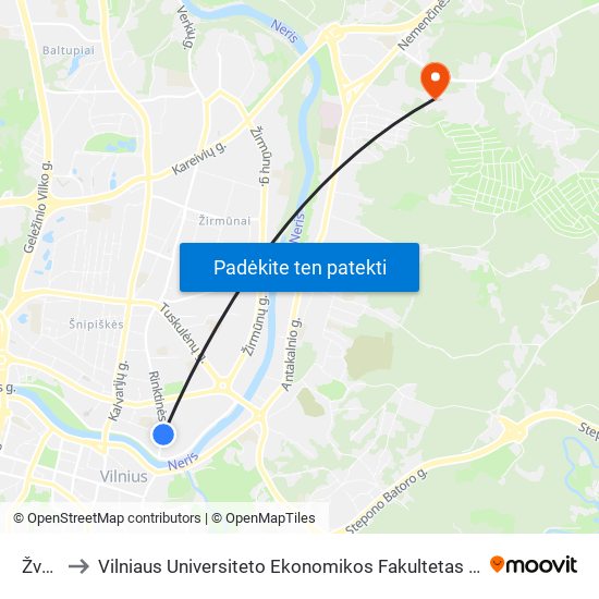Žvejų St. to Vilniaus Universiteto Ekonomikos Fakultetas | Vilnius University Faculty of Economics map