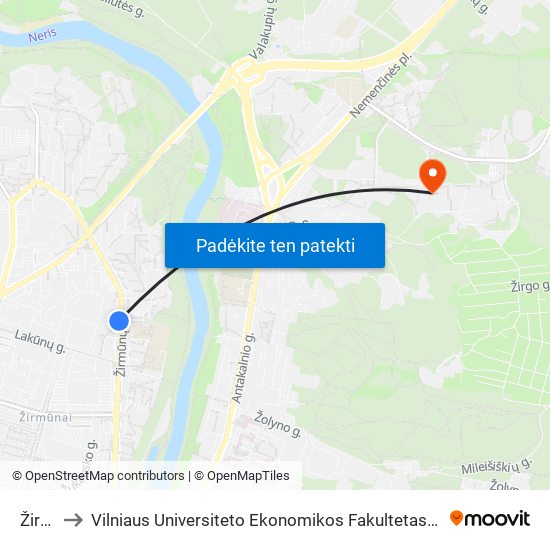 Žirmūnai to Vilniaus Universiteto Ekonomikos Fakultetas | Vilnius University Faculty of Economics map