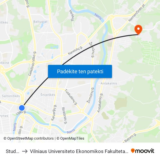 Studentų St. to Vilniaus Universiteto Ekonomikos Fakultetas | Vilnius University Faculty of Economics map