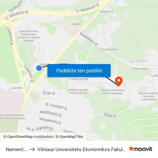 Nemenčinės Plentas to Vilniaus Universiteto Ekonomikos Fakultetas | Vilnius University Faculty of Economics map