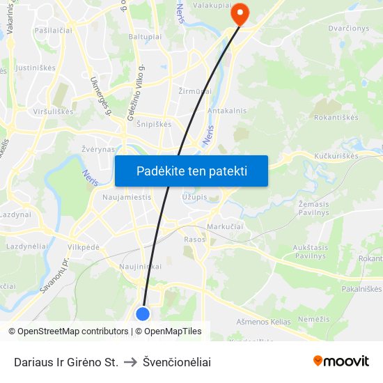 Dariaus Ir Girėno St. to Švenčionėliai map