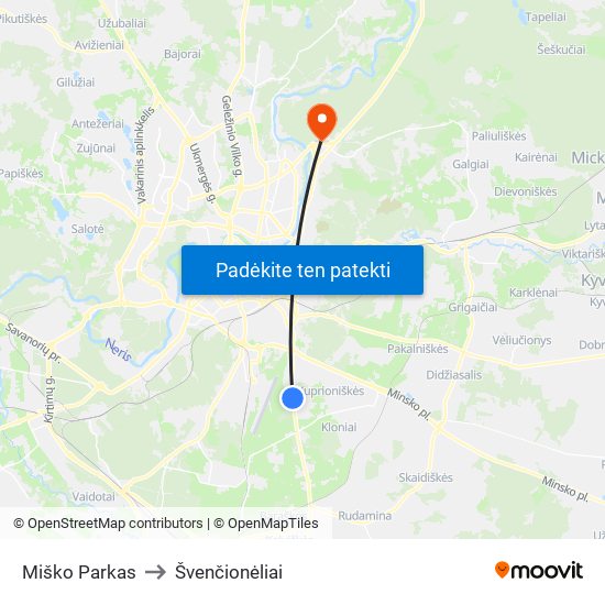 Miško Parkas to Švenčionėliai map