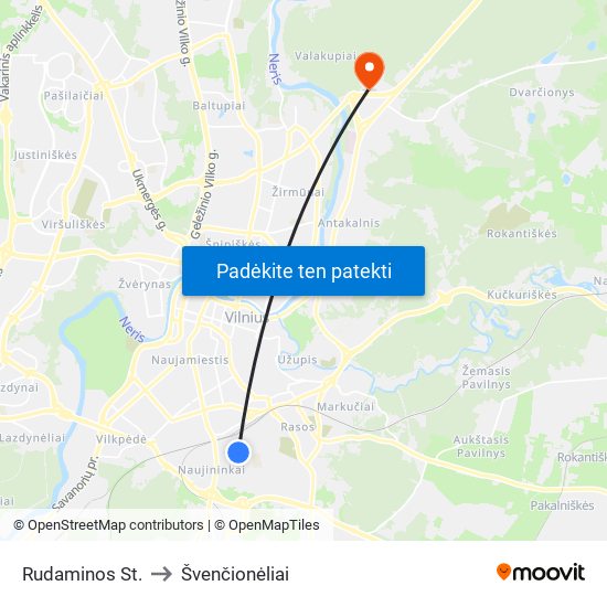 Rudaminos St. to Švenčionėliai map