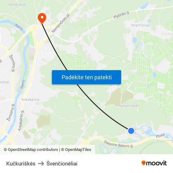 Kučkuriškės to Švenčionėliai map