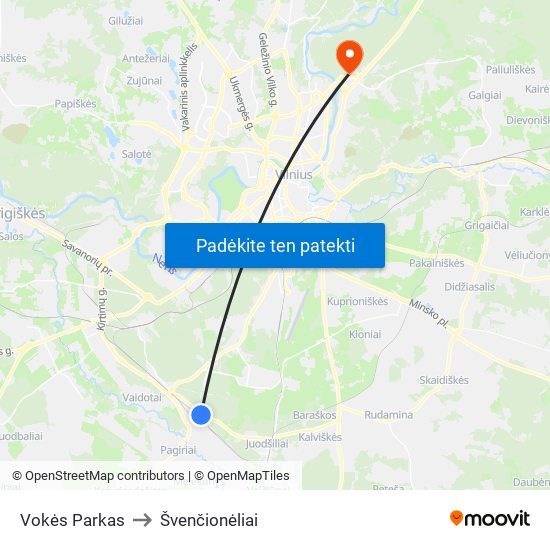 Vokės Parkas to Švenčionėliai map