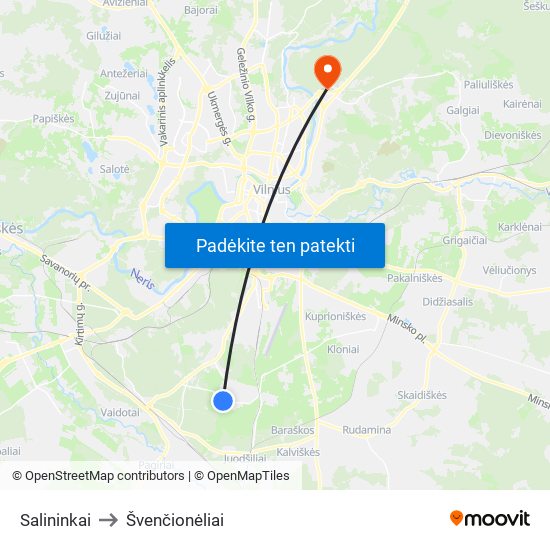 Salininkai to Švenčionėliai map