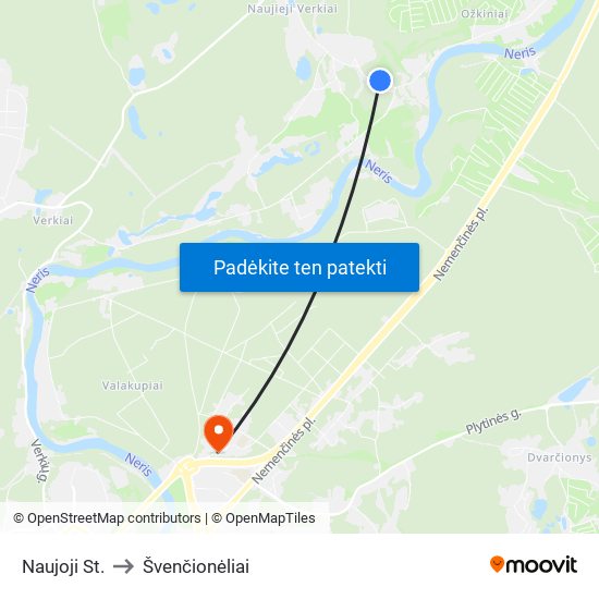 Naujoji St. to Švenčionėliai map