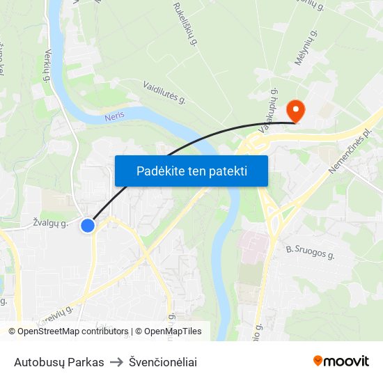 Autobusų Parkas to Švenčionėliai map