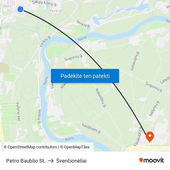 Petro Baublio St. to Švenčionėliai map