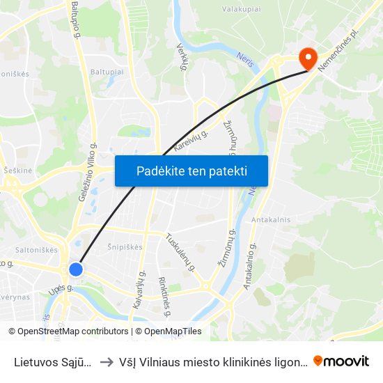 Lietuvos Sąjūdžio Kelias to VšĮ Vilniaus miesto klinikinės ligoninės Antakalnio filialas map