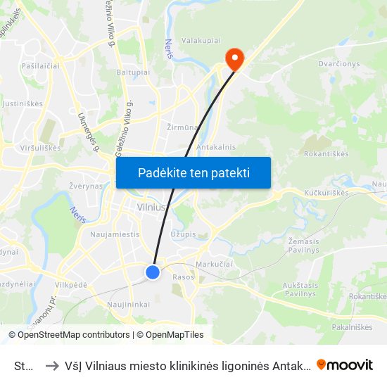 Stotis to VšĮ Vilniaus miesto klinikinės ligoninės Antakalnio filialas map