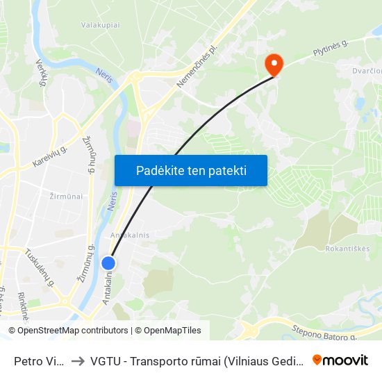 Petro Vileišio St. to VGTU - Transporto rūmai (Vilniaus Gedimino technikos universitetas) map