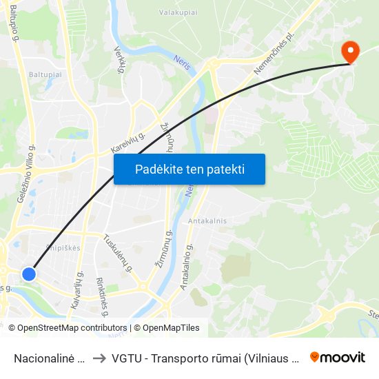 Nacionalinė Dailės Galerija to VGTU - Transporto rūmai (Vilniaus Gedimino technikos universitetas) map