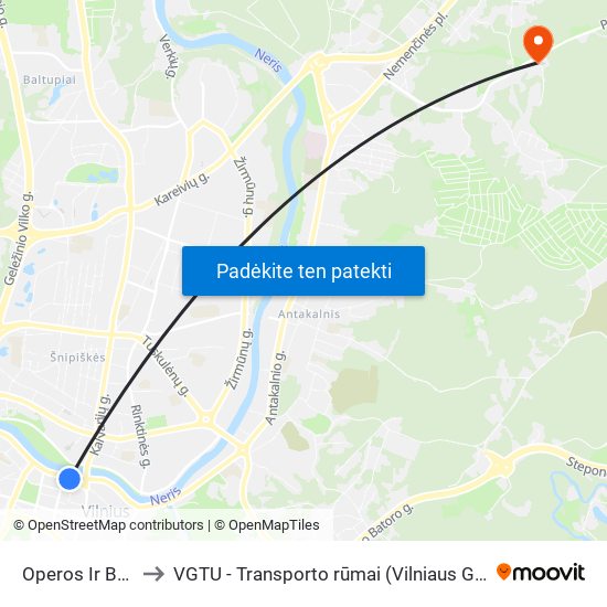 Operos Ir Baleto Teatras to VGTU - Transporto rūmai (Vilniaus Gedimino technikos universitetas) map