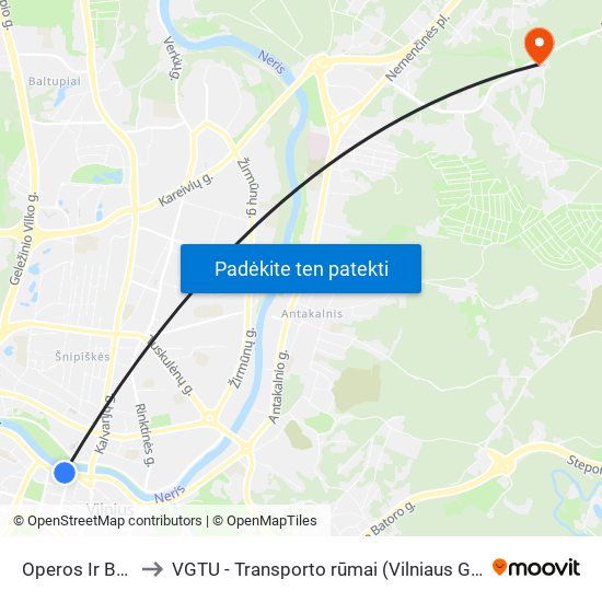 Operos Ir Baleto Teatras to VGTU - Transporto rūmai (Vilniaus Gedimino technikos universitetas) map
