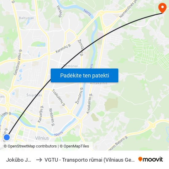 Jokūbo Jasinskio St. to VGTU - Transporto rūmai (Vilniaus Gedimino technikos universitetas) map