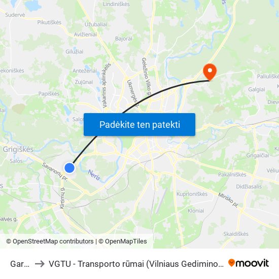 Gariūnai to VGTU - Transporto rūmai (Vilniaus Gedimino technikos universitetas) map