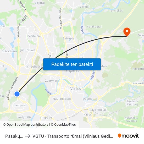 Pasakų Parkas to VGTU - Transporto rūmai (Vilniaus Gedimino technikos universitetas) map