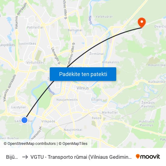 Bijūnų St. to VGTU - Transporto rūmai (Vilniaus Gedimino technikos universitetas) map