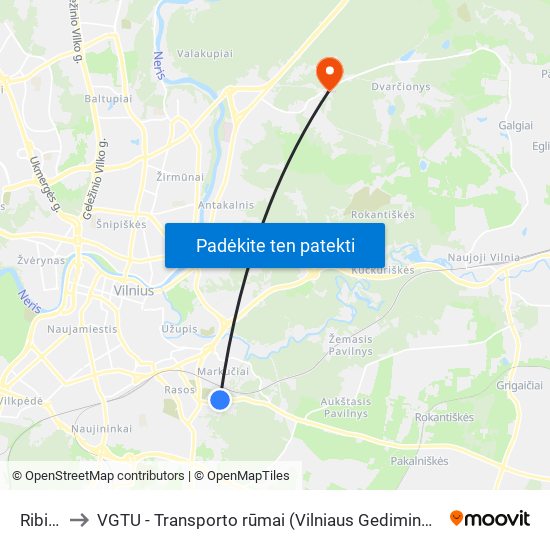 Ribiškės to VGTU - Transporto rūmai (Vilniaus Gedimino technikos universitetas) map