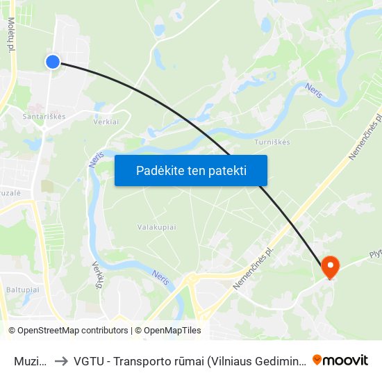 Muzikų St. to VGTU - Transporto rūmai (Vilniaus Gedimino technikos universitetas) map