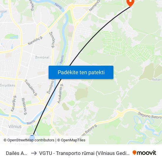 Dailės Akademija to VGTU - Transporto rūmai (Vilniaus Gedimino technikos universitetas) map