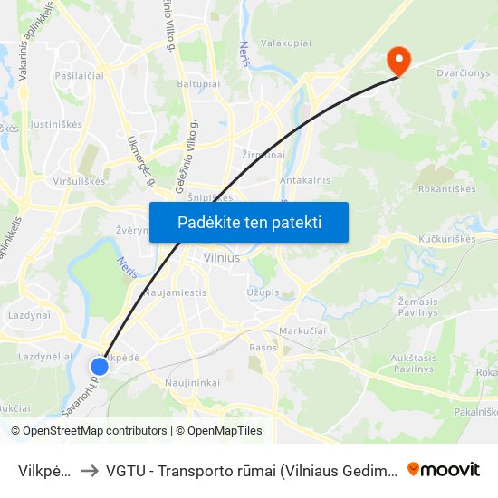 Vilkpėdės St. to VGTU - Transporto rūmai (Vilniaus Gedimino technikos universitetas) map