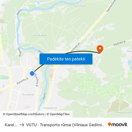 Kareivių St. to VGTU - Transporto rūmai (Vilniaus Gedimino technikos universitetas) map