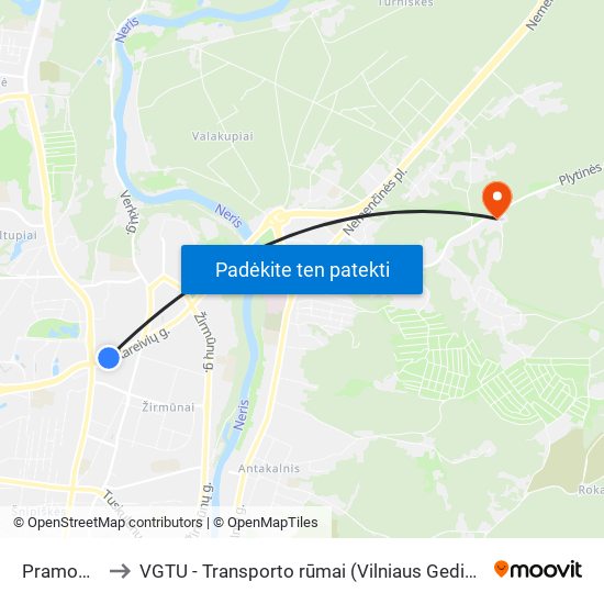Pramogų Arena to VGTU - Transporto rūmai (Vilniaus Gedimino technikos universitetas) map