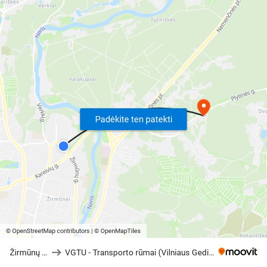 Žirmūnų Seniūnija to VGTU - Transporto rūmai (Vilniaus Gedimino technikos universitetas) map