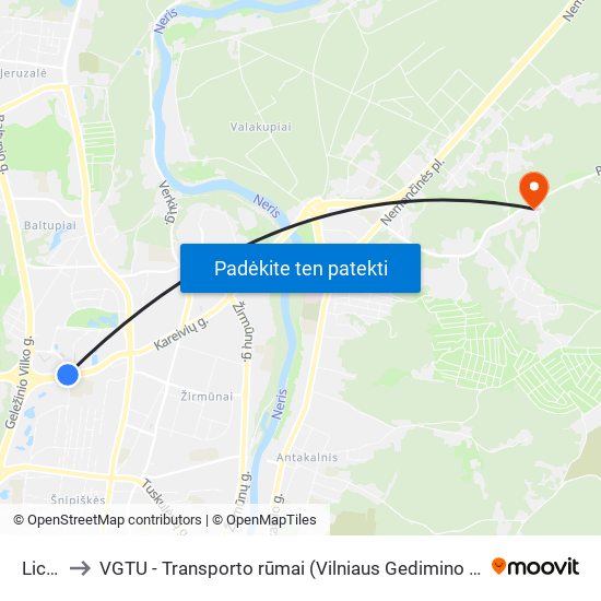 Licėjus to VGTU - Transporto rūmai (Vilniaus Gedimino technikos universitetas) map