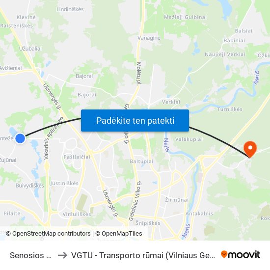 Senosios Gineitiškės to VGTU - Transporto rūmai (Vilniaus Gedimino technikos universitetas) map