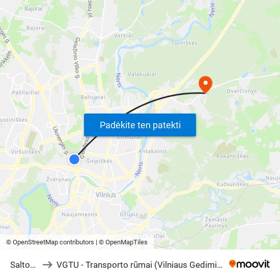 Saltoniškės to VGTU - Transporto rūmai (Vilniaus Gedimino technikos universitetas) map