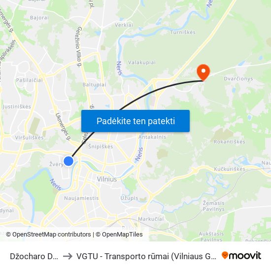 Džocharo Dudajevo Skv. to VGTU - Transporto rūmai (Vilniaus Gedimino technikos universitetas) map