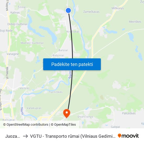 Juozapiškės to VGTU - Transporto rūmai (Vilniaus Gedimino technikos universitetas) map