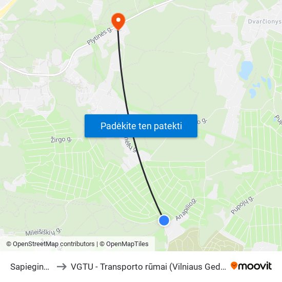 Sapieginės Miškas to VGTU - Transporto rūmai (Vilniaus Gedimino technikos universitetas) map