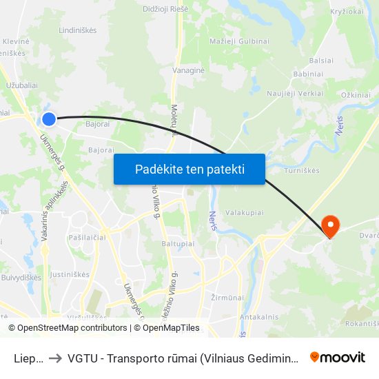 Liepų St. to VGTU - Transporto rūmai (Vilniaus Gedimino technikos universitetas) map