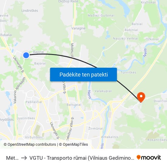 Mėtų St. to VGTU - Transporto rūmai (Vilniaus Gedimino technikos universitetas) map