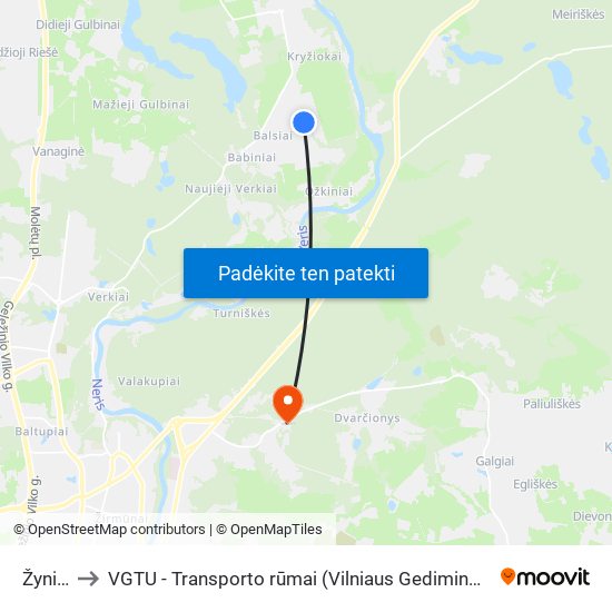 Žynių St. to VGTU - Transporto rūmai (Vilniaus Gedimino technikos universitetas) map