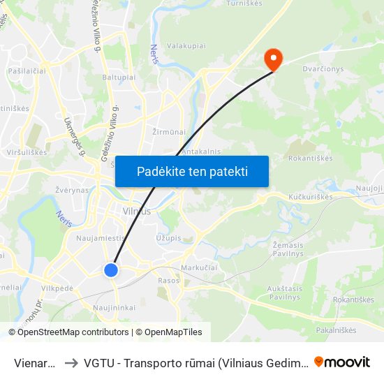 Vienaragių St. to VGTU - Transporto rūmai (Vilniaus Gedimino technikos universitetas) map