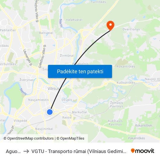 Aguonų St. to VGTU - Transporto rūmai (Vilniaus Gedimino technikos universitetas) map