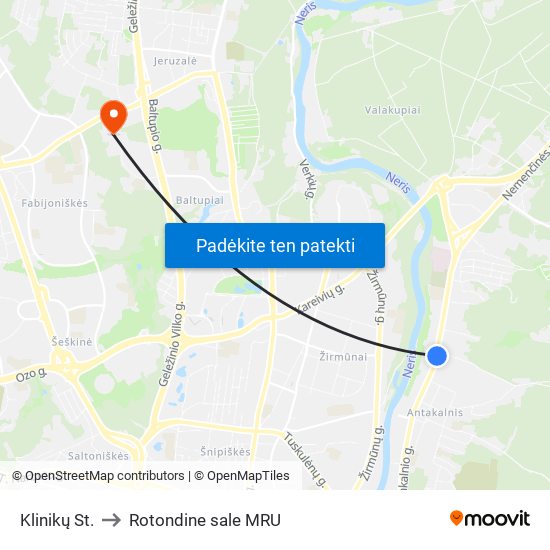 Klinikų St. to Rotondine sale MRU map