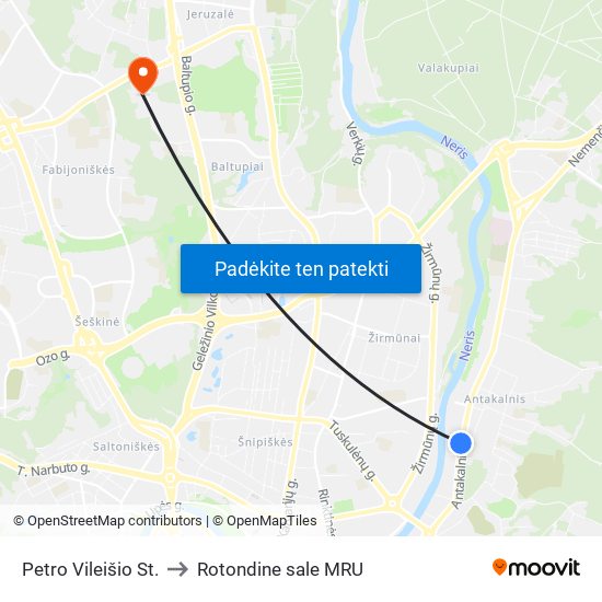 Petro Vileišio St. to Rotondine sale MRU map